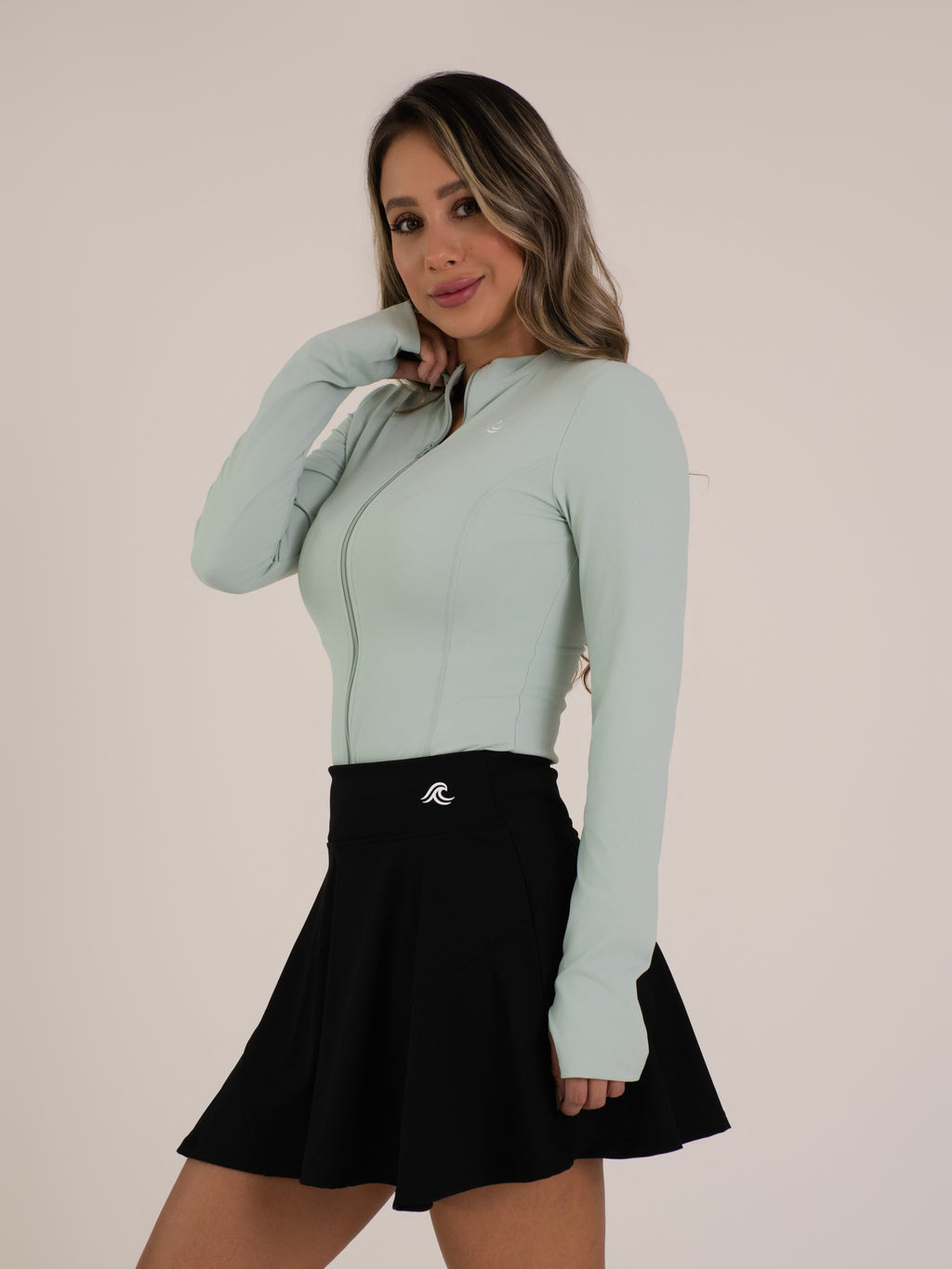 Green Curve Zip Women Jacket