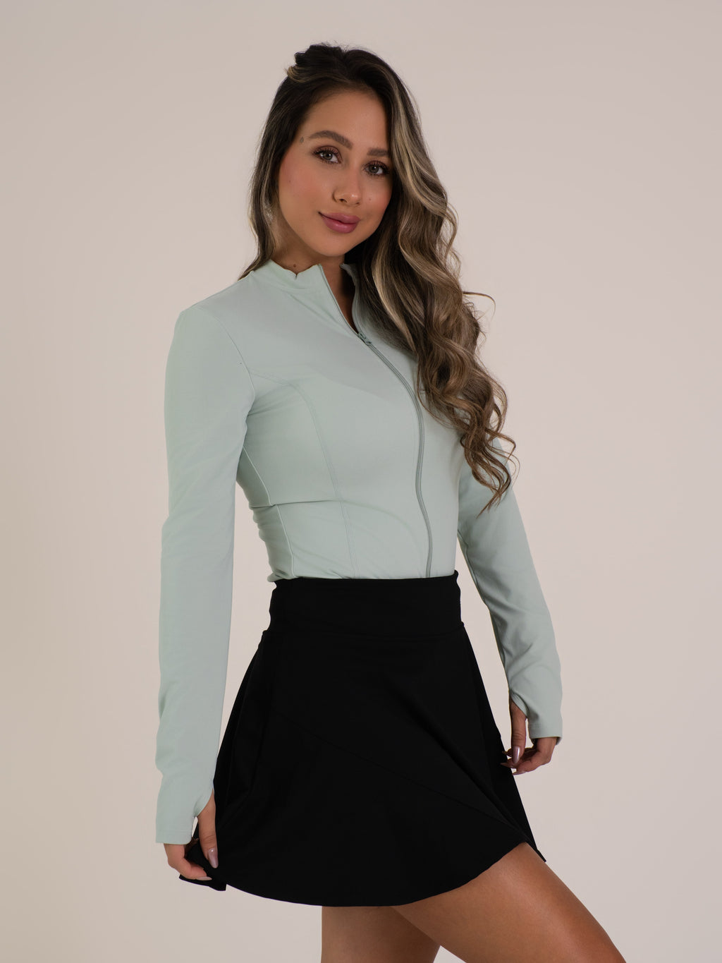 Green Curve Zip Women Jacket